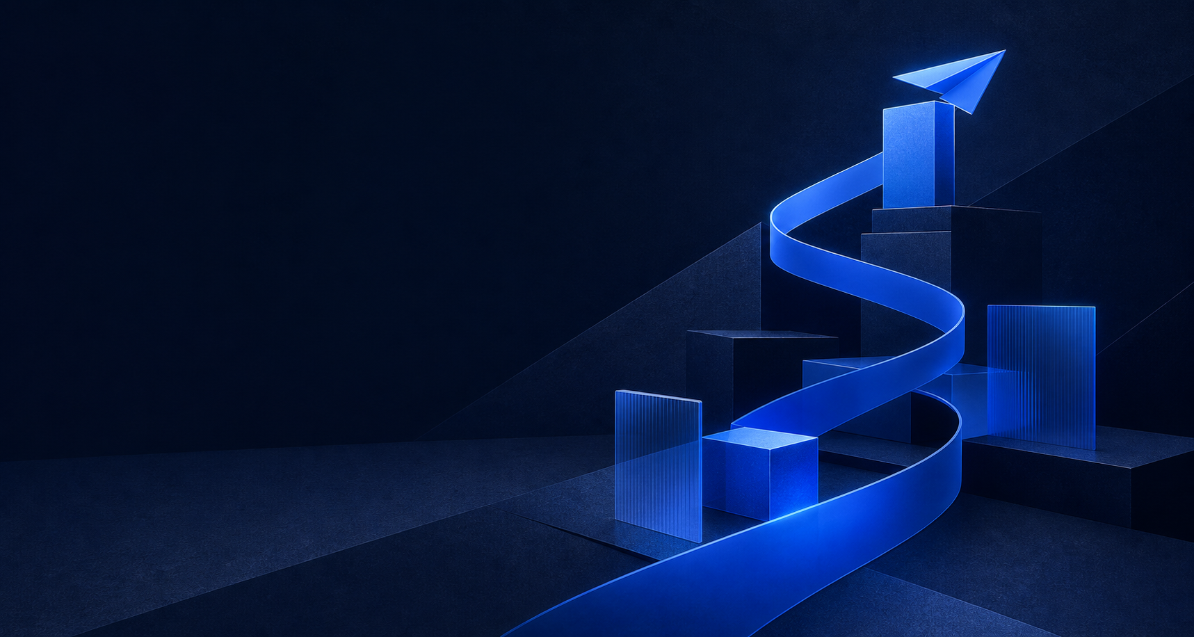 Abstract blue path connecting a business's public, operating, and action layers